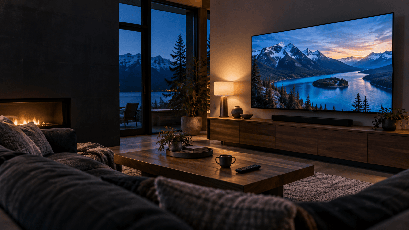 A welcoming living room with a large television